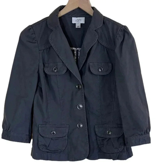 Ann Taylor Petites Gray Button Down Jacket MP - Picture 1 of 10